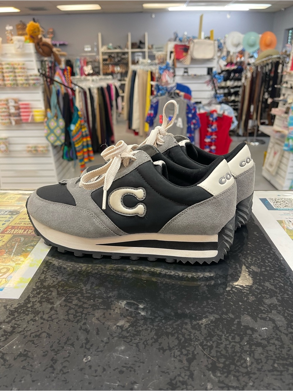Coach Gray and Black Suede-Accent Women’s Sneakers - Picture 3 of 9